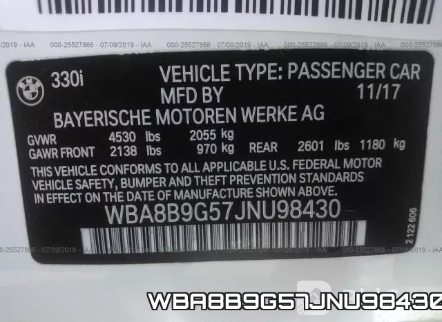 WBA8B9G57JNU98430 фото 10