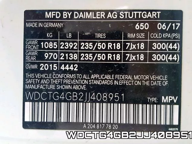 WDCTG4GB2JJ408951 фото 2