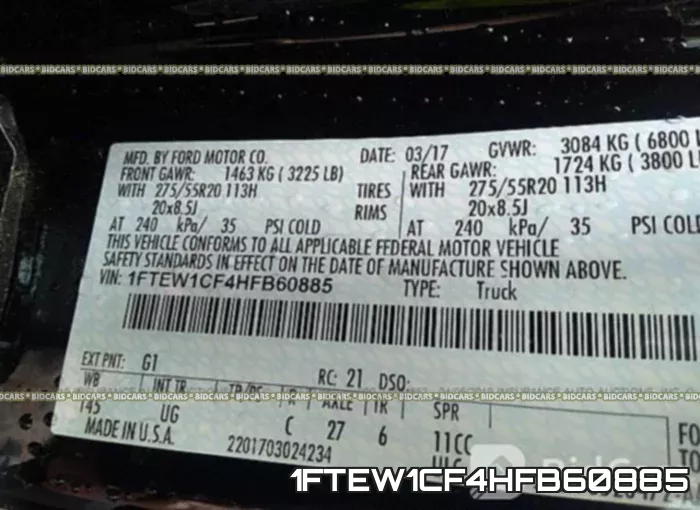 1FTEW1CF4HFB60885 фото 10