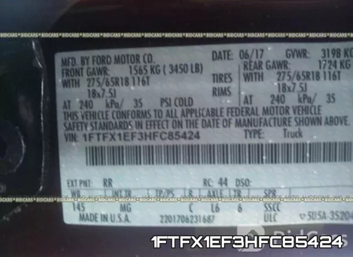 1FTFX1EF3HFC85424 фото 10