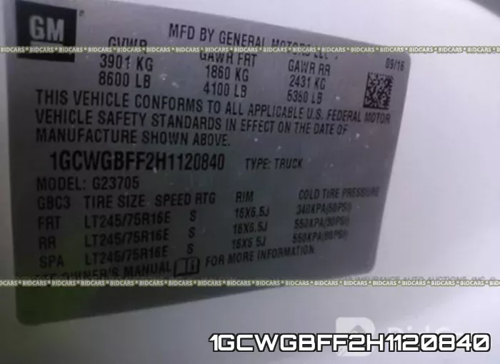 1GCWGBFF2H1120840 фото 10