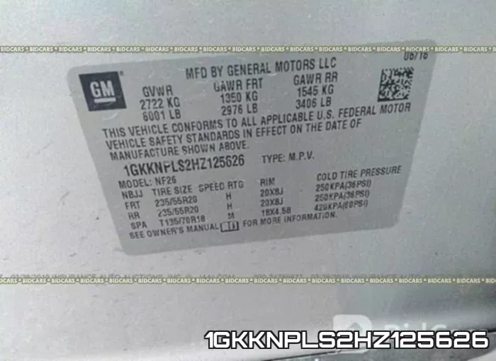 1GKKNPLS2HZ125626 фото 10