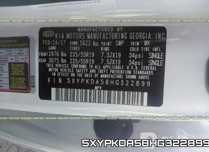 5XYPKDA58HG322899 фото 10