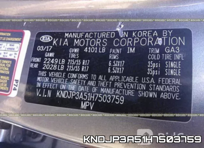 KNDJP3A51H7503759 фото 10