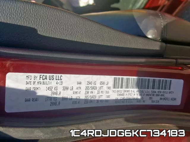 1C4RDJDG6KC734183 фото 2