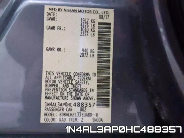 1N4AL3AP0HC488357 фото 2