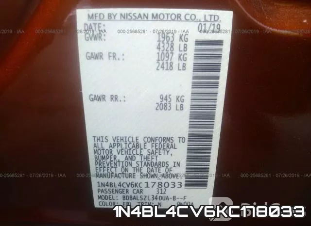 1N4BL4CV6KC178033 фото 10