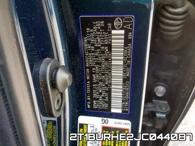 2T1BURHE2JC044087 фото 2
