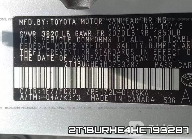 2T1BURHE4HC793287 фото 10