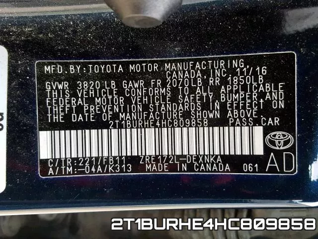 2T1BURHE4HC809858 фото 2