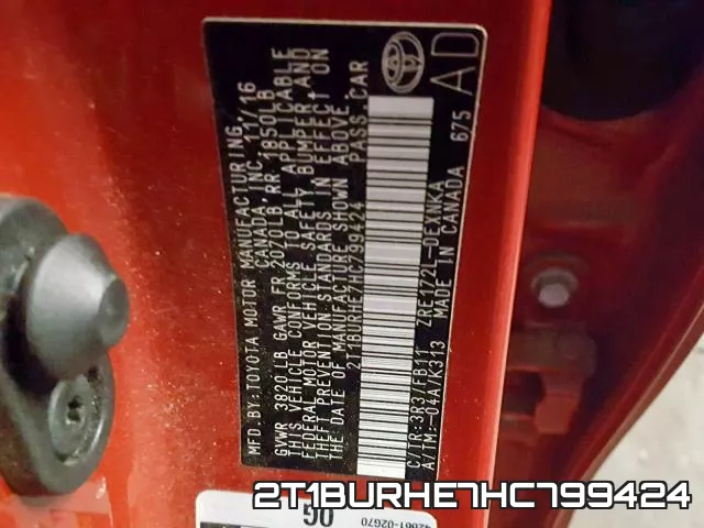 2T1BURHE7HC799424 фото 2