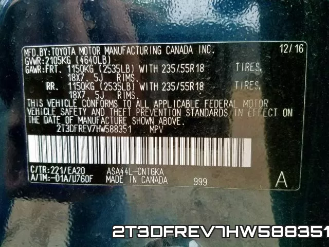 2T3DFREV7HW588351 фото 2