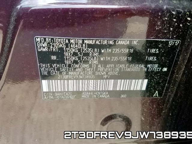 2T3DFREV9JW738935 фото 2