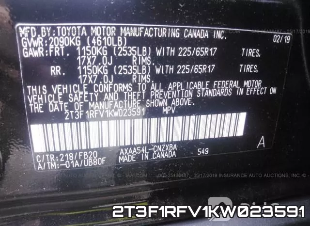 2T3F1RFV1KW023591 фото 10