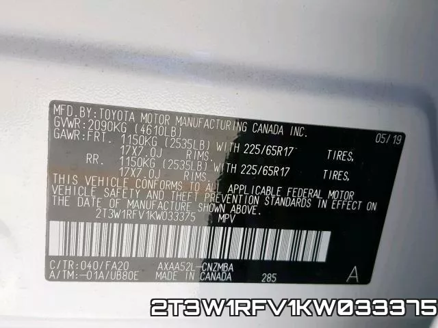 2T3W1RFV1KW033375 фото 2