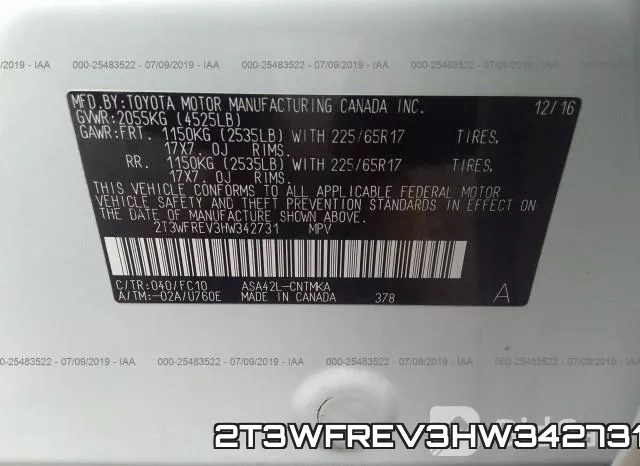2T3WFREV3HW342731 фото 10