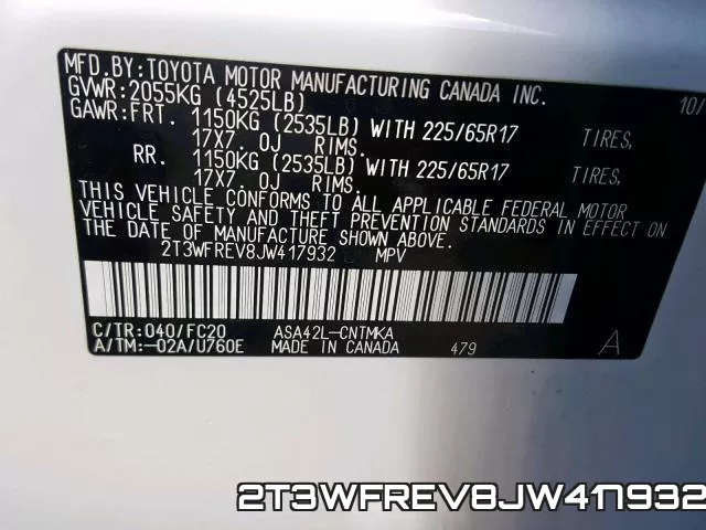 2T3WFREV8JW417932 фото 2