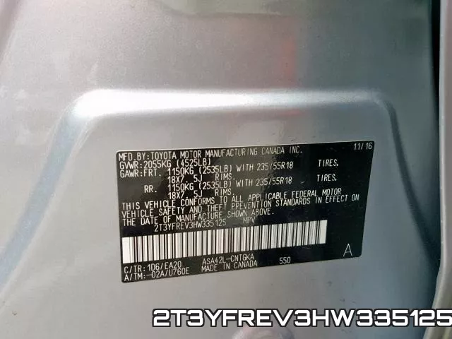 2T3YFREV3HW335125 фото 2
