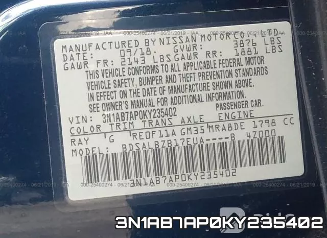 3N1AB7AP0KY235402 фото 10