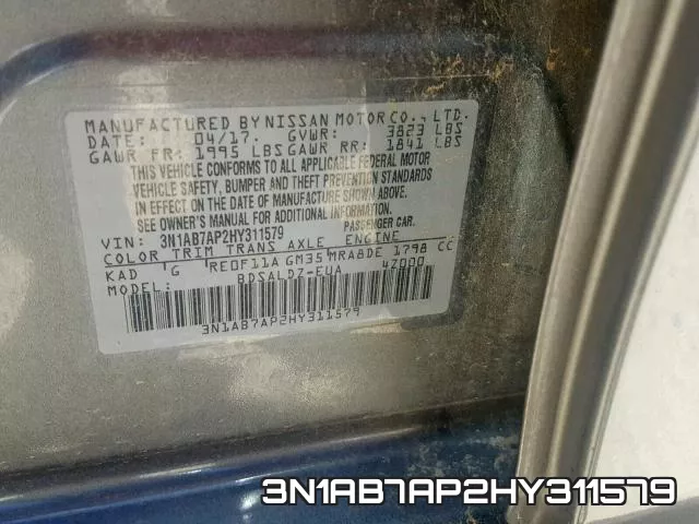 3N1AB7AP2HY311579 фото 2