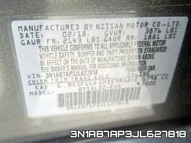3N1AB7AP3JL627818 фото 2