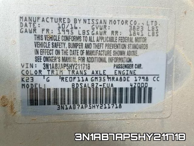 3N1AB7AP5HY211718 фото 2