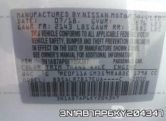 3N1AB7AP6KY204347 фото 9