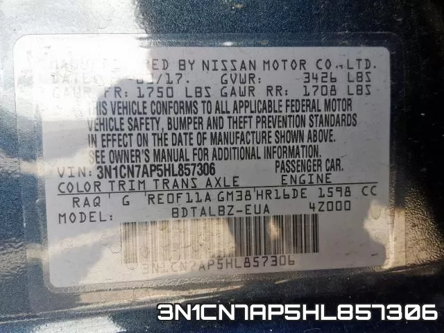 3N1CN7AP5HL857306 фото 2