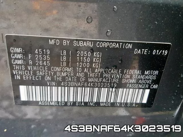 4S3BNAF64K3023519 фото 2