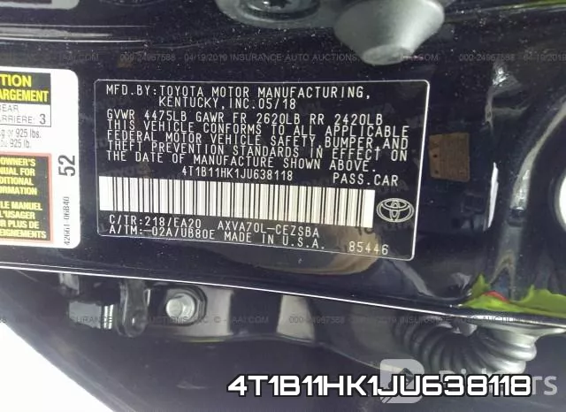 4T1B11HK1JU638118 фото 10