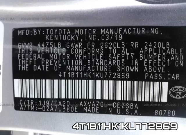 4T1B11HK1KU772869 фото 10