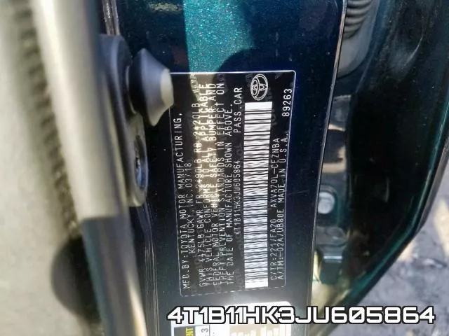 4T1B11HK3JU605864 фото 2