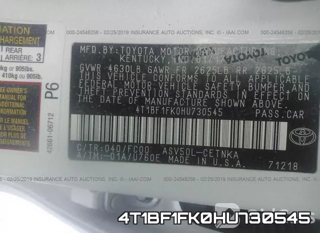 4T1BF1FK0HU730545 фото 10