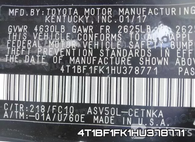 4T1BF1FK1HU378771 фото 10