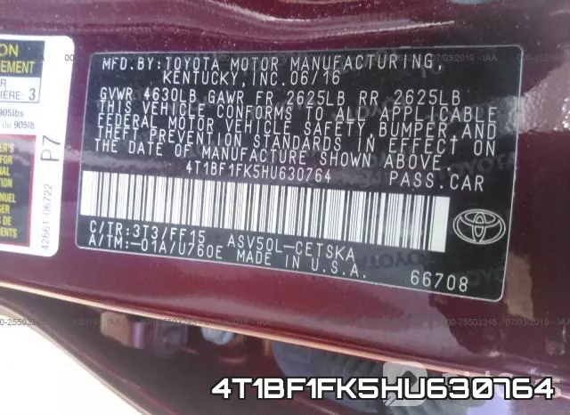 4T1BF1FK5HU630764 фото 10