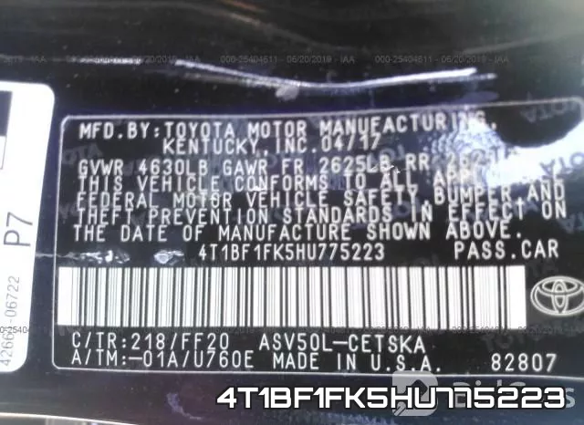 4T1BF1FK5HU775223 фото 10