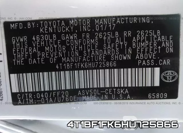 4T1BF1FK6HU725866 фото 10