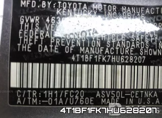 4T1BF1FK7HU628207 фото 10
