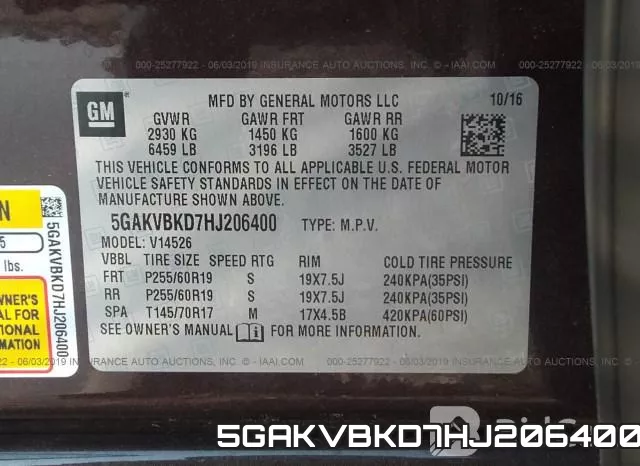 5GAKVBKD7HJ206400 фото 10