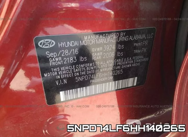 5NPD74LF6HH140265 фото 10