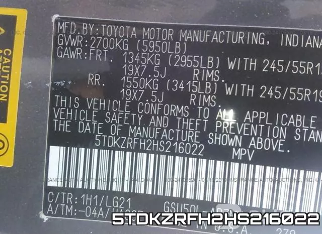 5TDKZRFH2HS216022 фото 10