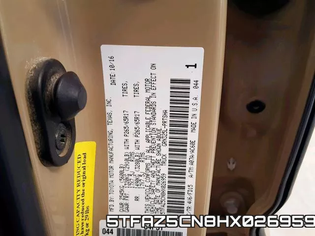 5TFAZ5CN8HX026959 фото 2