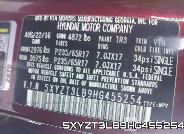 5XYZT3LB9HG455254 фото 10