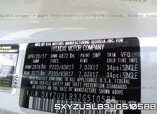 5XYZU3LB3JG510588 фото 10
