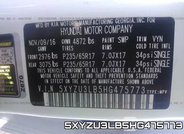 5XYZU3LB5HG475773 фото 10