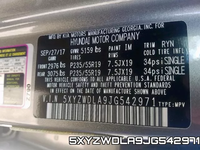 5XYZWDLA9JG542971 фото 2