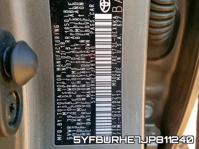 5YFBURHE7JP811240 фото 2