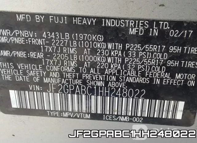 JF2GPABC1HH248022 фото 10
