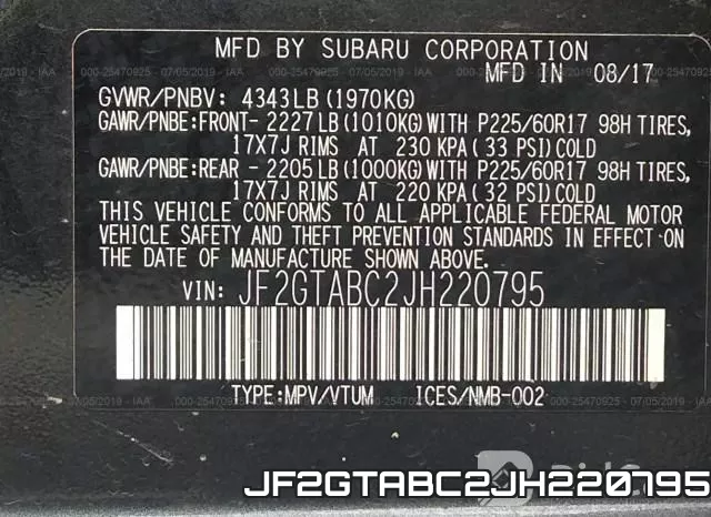 JF2GTABC2JH220795 фото 10