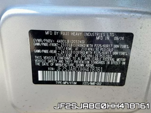 JF2SJABC0HH478761 фото 2